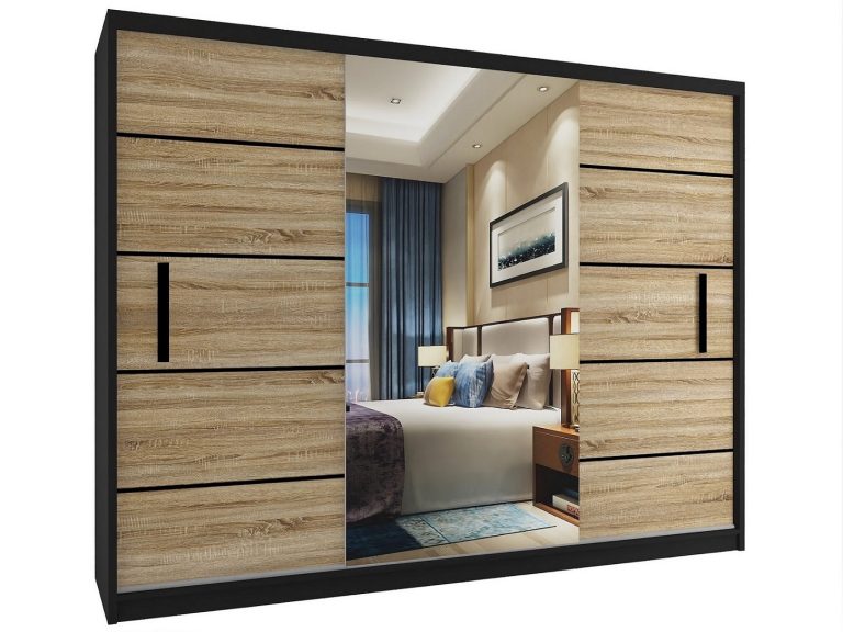 Armadio scorrevole 232 cm con specchio rovere rovere wotan rovere sonoma Produttore MZ SZP4/2/1B/2DS1L/0/BL