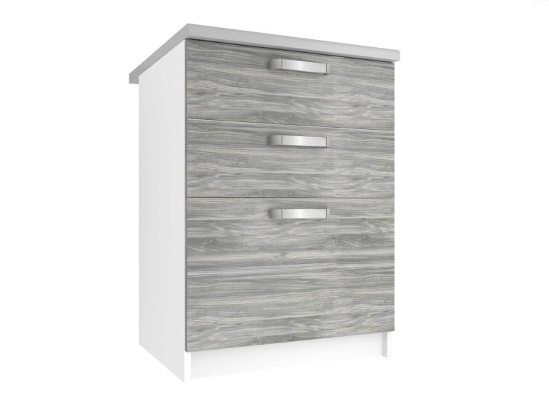 Mobile da cucina Belini inferiore con cassetti 60 cm grigio antracite Glamour Wood con piano di lavoro Produttore TOR SDSZ60/1/WT/GW/0/U
