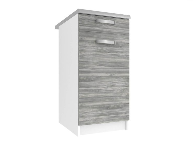 Mobile da cucina Belini inferiore con cassetti 40 cm grigio antracite Glamour Wood con piano di lavoro Produttore TOR SDSZ1-40/1/WT/GW/0/U
