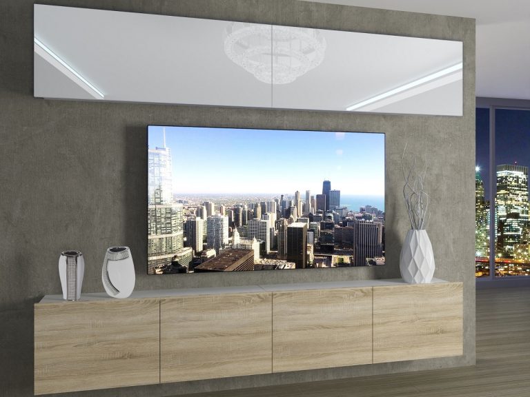 Parete attrezzata 200 cm Belini bianco lucido / rovere sonoma Imperium 6 Produttore IMP 6/5/W/WDS/0/0