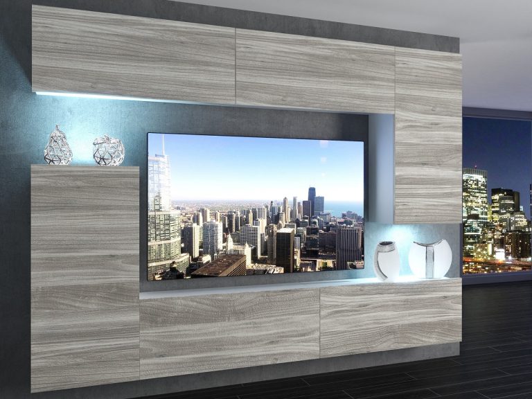 Parete attrezzata 250 cm Belini grigio antracite Glamour Wood Imperium 8 Produttore IMP 8/5/W/GW1/0/0