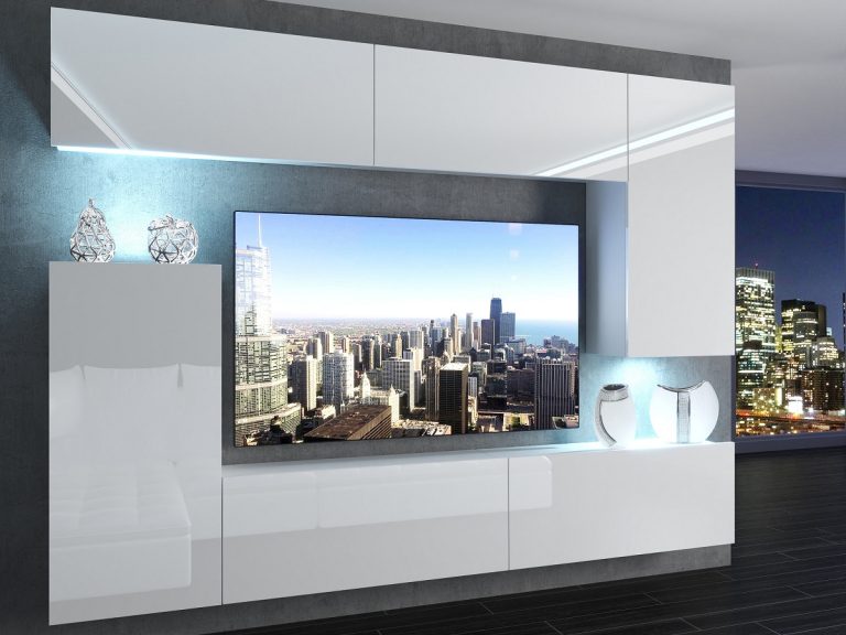Parete attrezzata 250 cm Belini bianco lucido Imperium 8 Produttore IMP 8/5/W/W/0/0