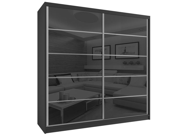 Armadio scorrevole 133 cm nero lucido Produttore BH SZP2/2/B/WI/5B/HI
