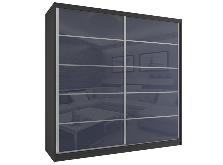 Armadio scorrevole 133 cm grigio acciaio lucido Produttore BH SZP2/2/B/WI/5S/HI