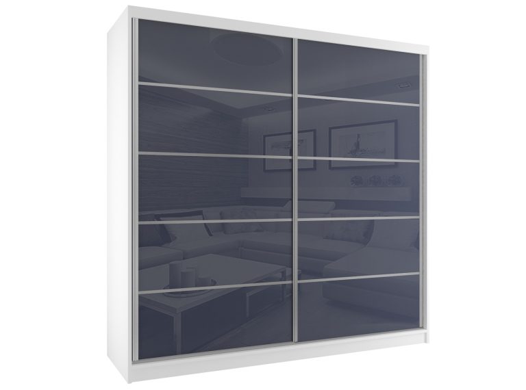 Armadio scorrevole 133 cm grigio acciaio lucido Produttore BH SZP2/2/W/WI/5S/HI
