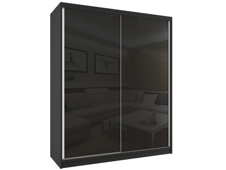 Armadio scorrevole 158 cm nero lucido Produttore BM SZP3/2/B/W/B/HI