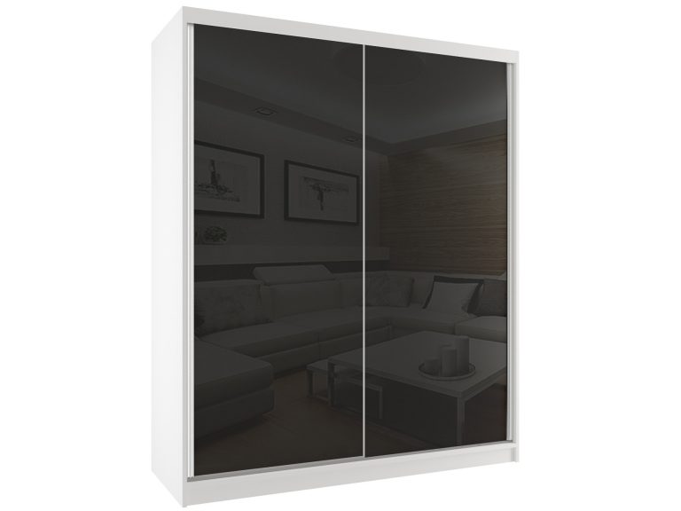 Armadio scorrevole 158 cm nero lucido Produttore BM SZP3/2/W/W/B/HI