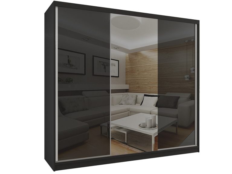 Armadio scorrevole 232 cm con specchio nero lucido Produttore BM SZP4/2/B/WI/2B1L/HI