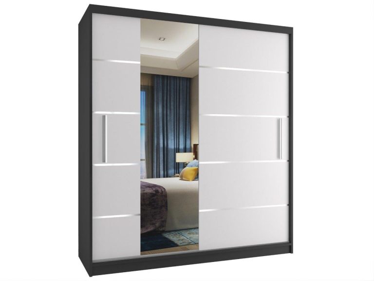 Armadio scorrevole 133 cm con specchio bianco opaco Produttore MBP SZP2/2/B/W/0/AL
