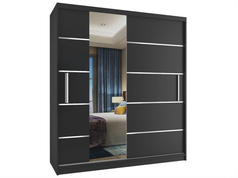 Armadio scorrevole 133 cm con specchio nero ebano scuro Produttore MBP SZP2/2/B/B/0/AL