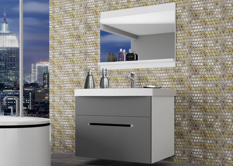 Mobili da bagno Belini grigio opaco + lavabo + specchio Produttore ROD M 1/0/W/SR/0/ZW
