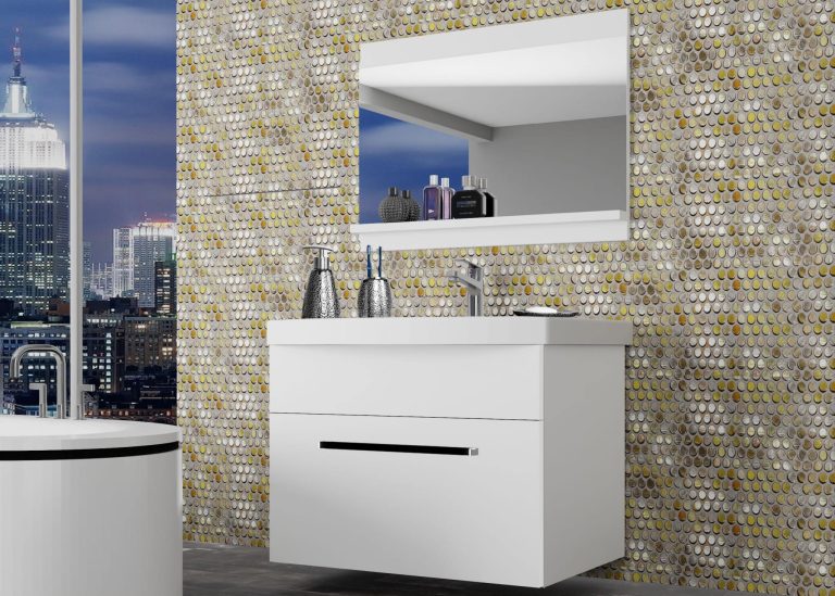 Mobili da bagno Belini bianco opaco + lavabo + specchio Produttore ROD M 1/0/W/W/0/ZW

