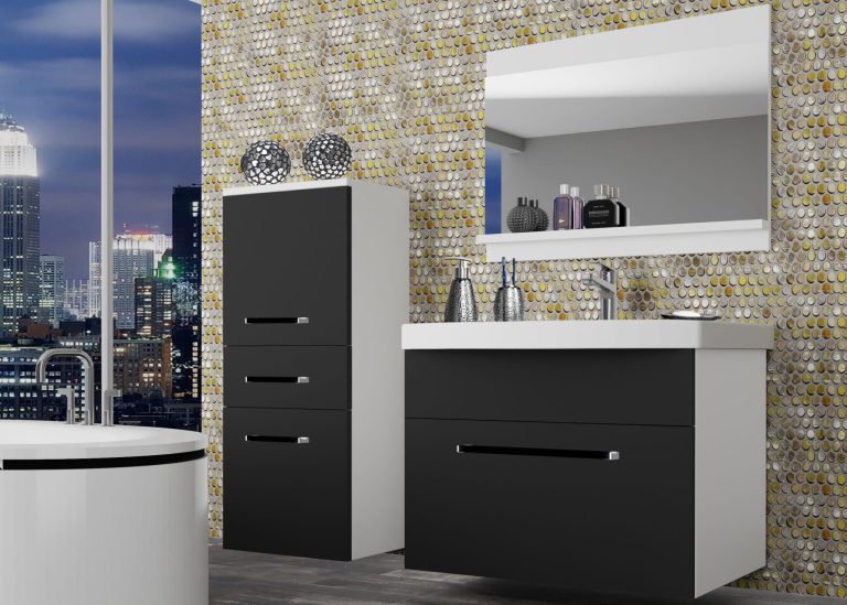 Mobili da bagno Belini nero opaco + lavabo + specchio Produttore ROD M 2/0/W/B/0/ZW
