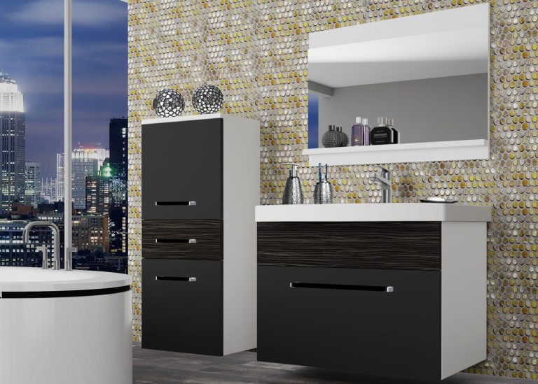 Mobili da bagno Belini nero opaco / ebano reale + lavabo + specchio Produttore ROD M 2/0/W/BHK/0/ZW
