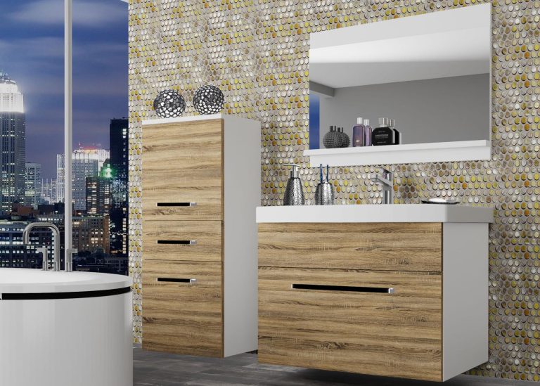Mobili da bagno Belini rovere sonoma + lavabo + specchio Produttore ROD M 2/0/W/DS/0/ZW
