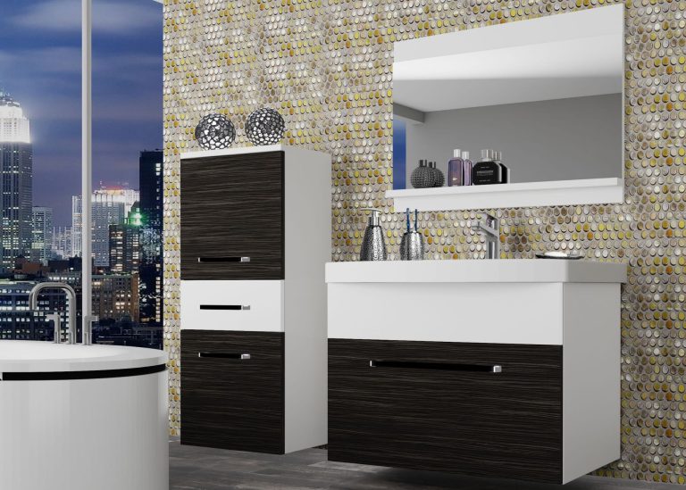 Mobili da bagno Belini ebano reale / bianco opaco + lavabo + specchio Produttore ROD M 2/0/W/HKW/0/ZW
