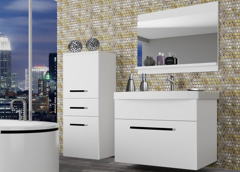 Mobili da bagno Belini bianco opaco + lavabo + specchio Produttore ROD M 2/0/W/W/0/ZW