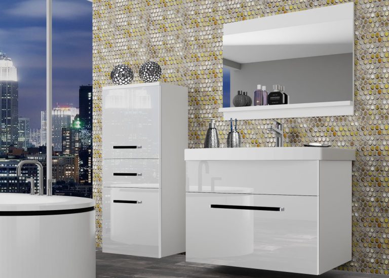 Mobili da bagno Belini bianco lucido + lavabo + specchio Produttore ROD P 2/0/W/W/0/ZW