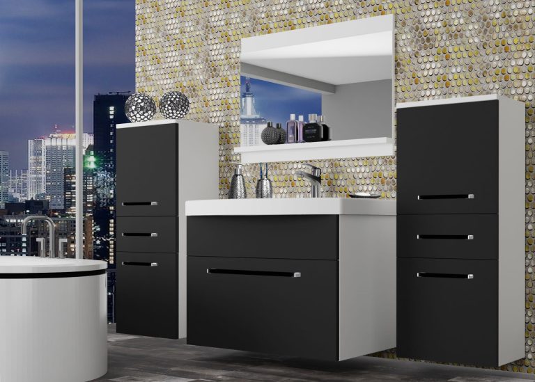Mobili da bagno Belini nero opaco + lavabo + specchio Produttore ROD M 4/0/W/B/0/ZW