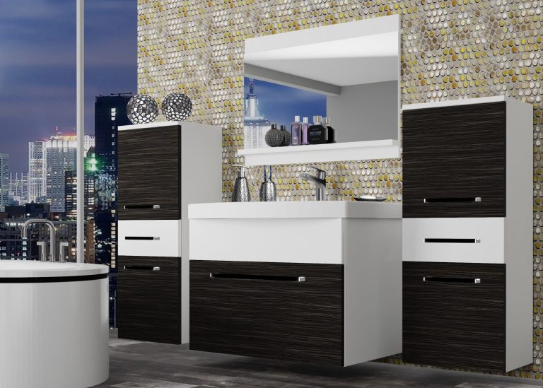 Mobili da bagno Belini ebano reale / bianco opaco + lavabo + specchio Produttore ROD M 4/0/W/HKW/0/ZW