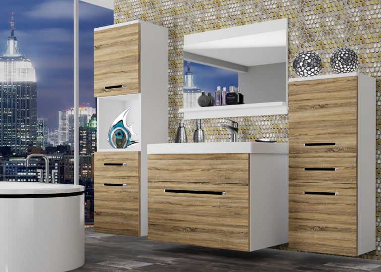 Mobili da bagno Belini rovere sonoma + lavabo + specchio Produttore ROD M 5/0/W/DS/0/ZW