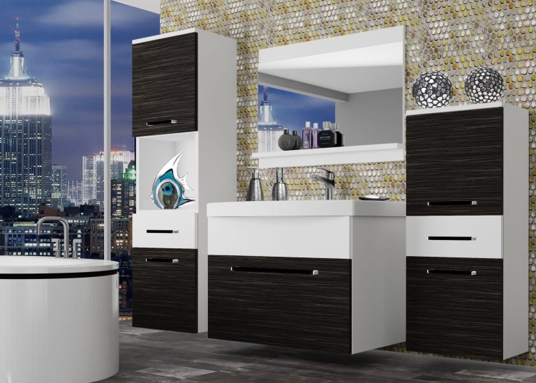 Mobili da bagno Belini ebano reale / bianco opaco + lavabo + specchio Produttore ROD M 5/0/W/HKW/0/ZW