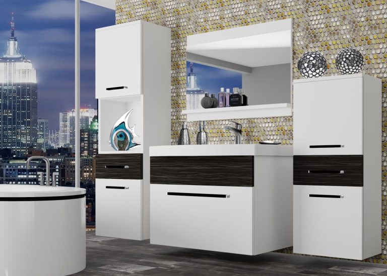 Mobili da bagno Belini bianco opaco / ebano reale + lavabo + specchio Produttore ROD M 5/0/W/WHK/0/ZW