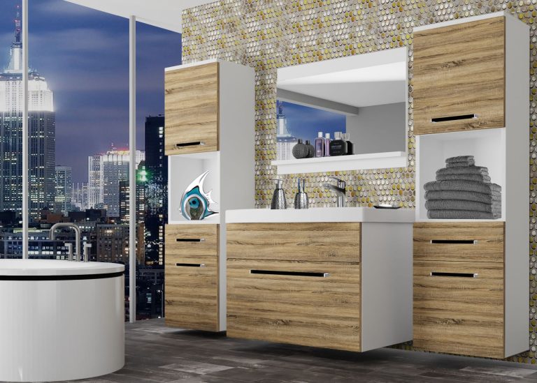 Mobili da bagno Belini rovere sonoma + lavabo + specchio Produttore ROD M 6/0/W/DS/0/ZW