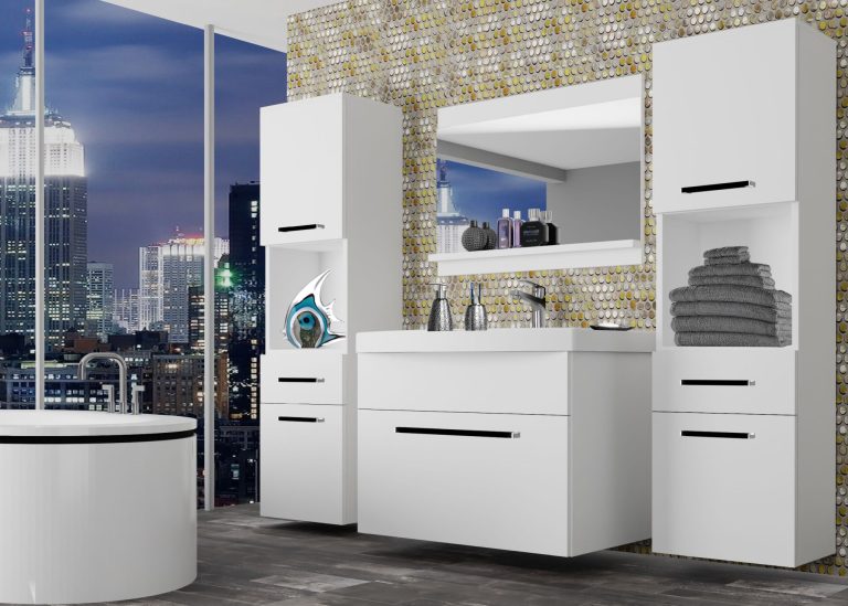 Mobili da bagno Belini bianco opaco + lavabo + specchio Produttore ROD M 6/0/W/W/0/ZW