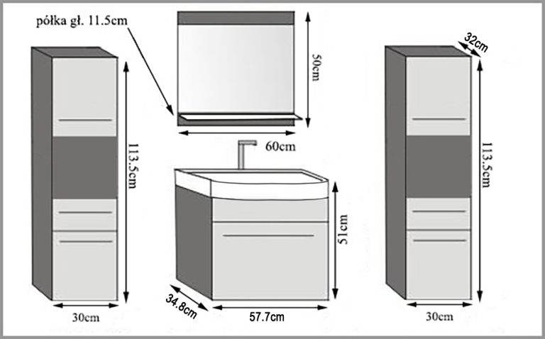 Mobile da bagno con lavabo e specchio rovere wotan / rovere sonoma – Produttore ROD PRIMO M 6/0/W/DW/0/ZINC