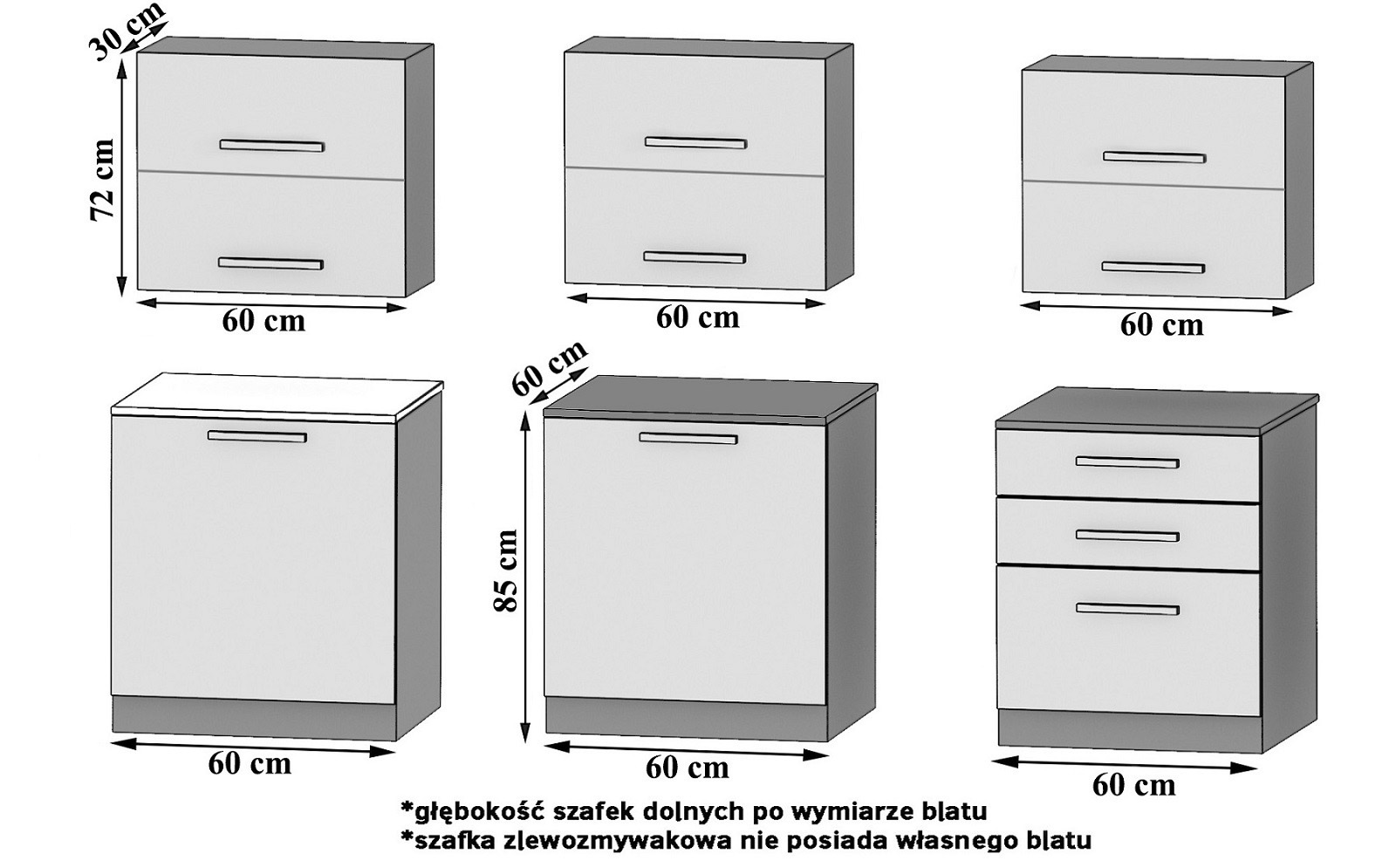 Mobili da cucina 180 cm in rovere Wotan rovere Sonoma con piano di lavoro Produttore TOR PRIMERA2/2/WT/DW/0/B1