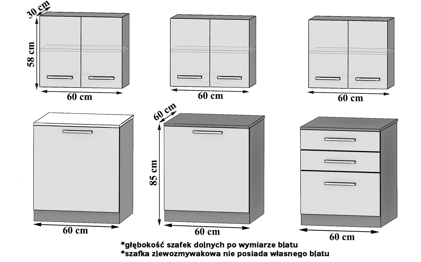 Mobili da cucina 180 cm grigio antracite grafite con piano di lavoro Produttore TOR SONIK2/3/WT/GW1/0/B1