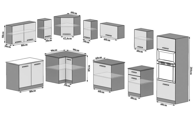 Mobili da cucina 420 cm bianchi opachi con piano di lavoro Produttore TOR UNIQAGRANDE/5/WT/WT/0/B1