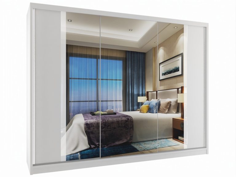 Armadio scorrevole 232 cm con specchio bianco opaco Produttore MV SZP4/2/1W/2W1L/W/HI