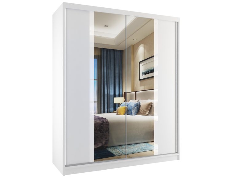 Armadio scorrevole 133 cm con specchio bianco opaco Produttore MV SZP2/2/W/W/W/HI