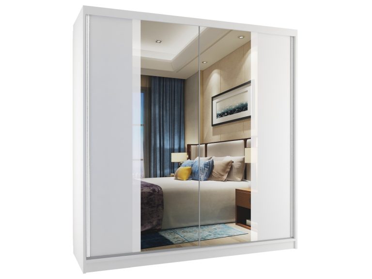 Armadio scorrevole 158 cm con specchio bianco opaco Produttore MV SZP3/2/W/W/W/HI