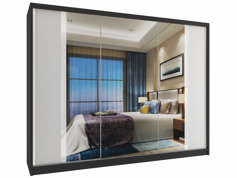 Armadio scorrevole 232 cm con specchio nero ebano scuro Produttore MV SZP4/2/1B/2W1L/W/HI