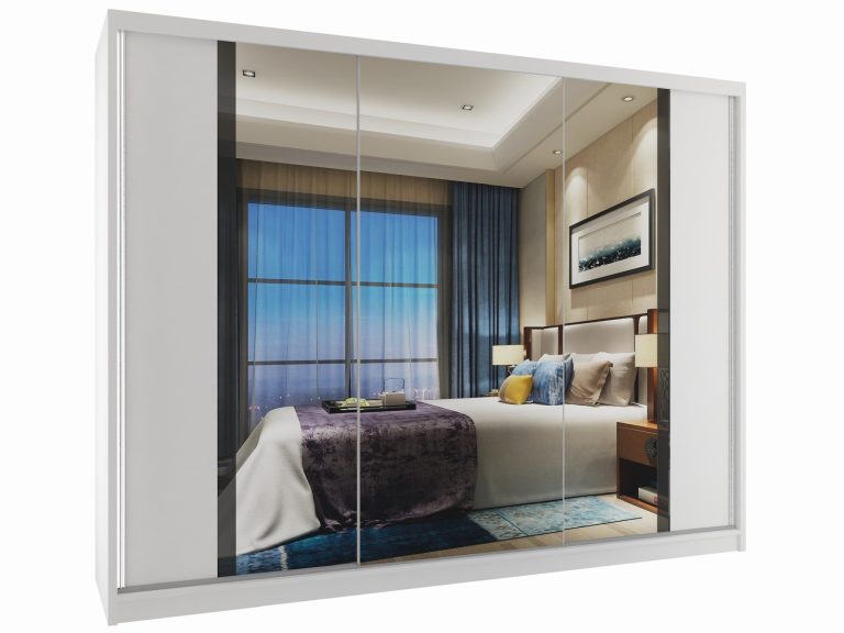 Armadio scorrevole 232 cm con specchio bianco opaco Produttore MV SZP4/2/1W/2W1L/B/HI