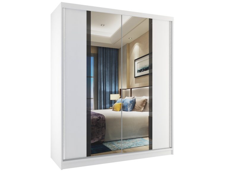 Armadio scorrevole 133 cm con specchio bianco opaco Produttore MV SZP2/2/W/W/B/HI