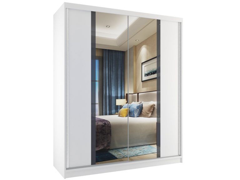 Armadio scorrevole 133 cm con specchio bianco opaco Produttore MV SZP2/2/W/W/S/HI