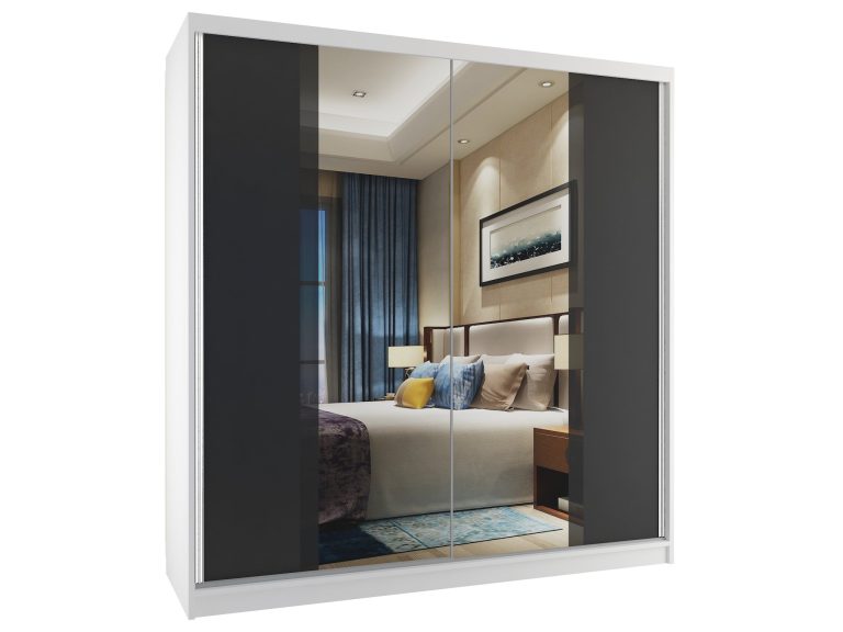 Armadio scorrevole 158 cm con specchio nero ebano scuro Produttore MV SZP3/2/W/B/B/HI