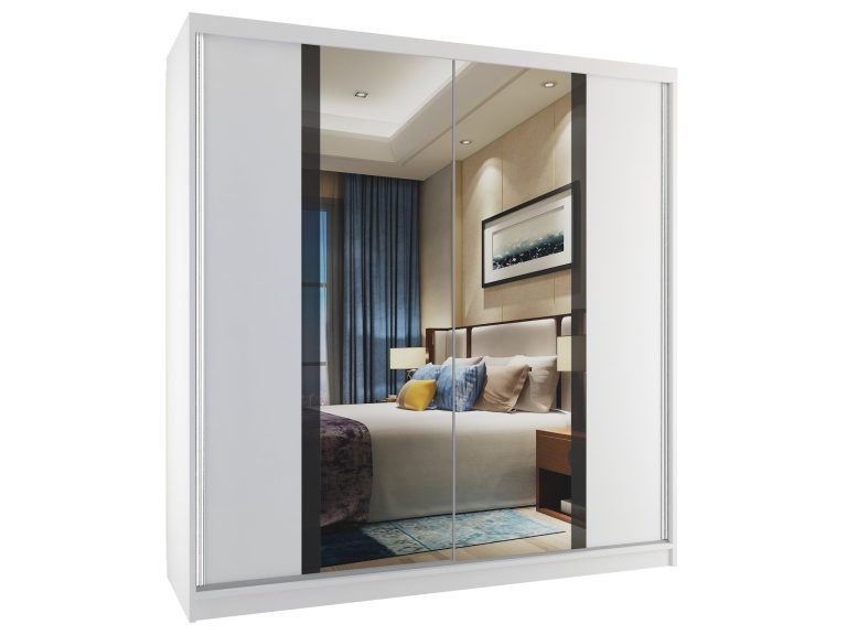 Armadio scorrevole 158 cm con specchio bianco opaco Produttore MV SZP3/2/W/W/B/HI