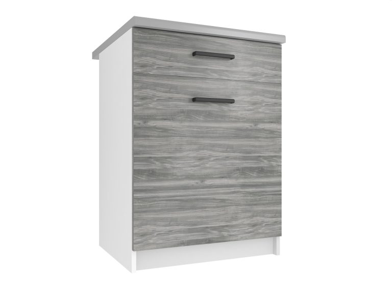 Mobile da cucina Belini inferiore con cassetti 60 cm grigio antracite Glamour Wood senza piano di lavoro Produttore TOR SDSZ1-60/0/WT/GW1/BB/B1