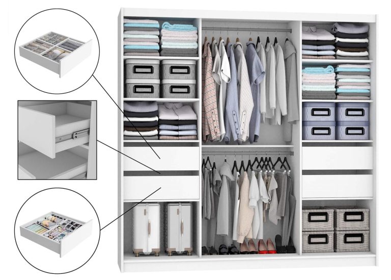 Armadio scorrevole da 200 cm PREMIUM CON CASSETTI con specchio grigio antracite grafite  Produttore







