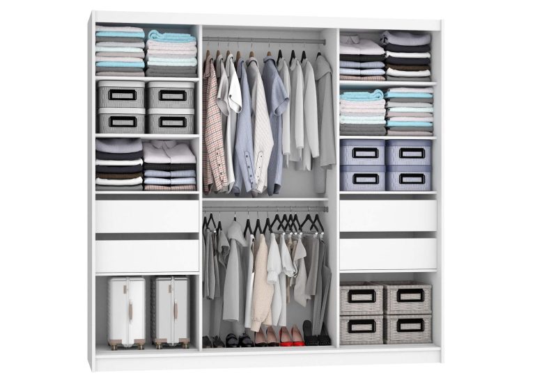 Armadio scorrevole da 200 cm PREMIUM CON CASSETTI con specchio grigio antracite grafite  Produttore






