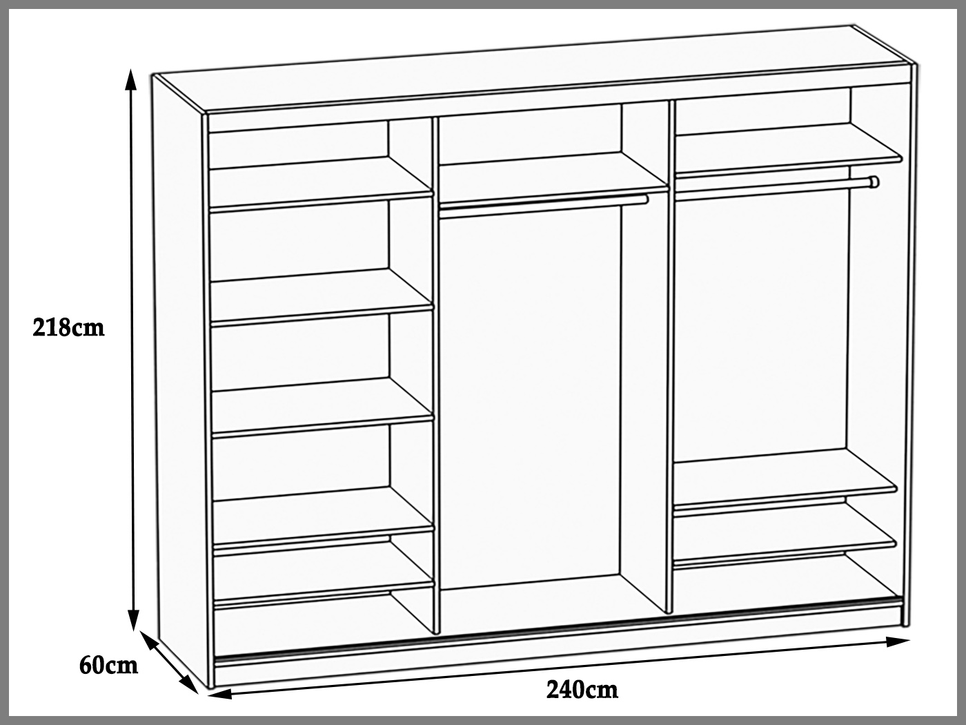 Armadio 235 cm Belini nero opaco con ante scorrevoli e specchio Produttore MV SZP4/1/1B/2B1L/W/HI
