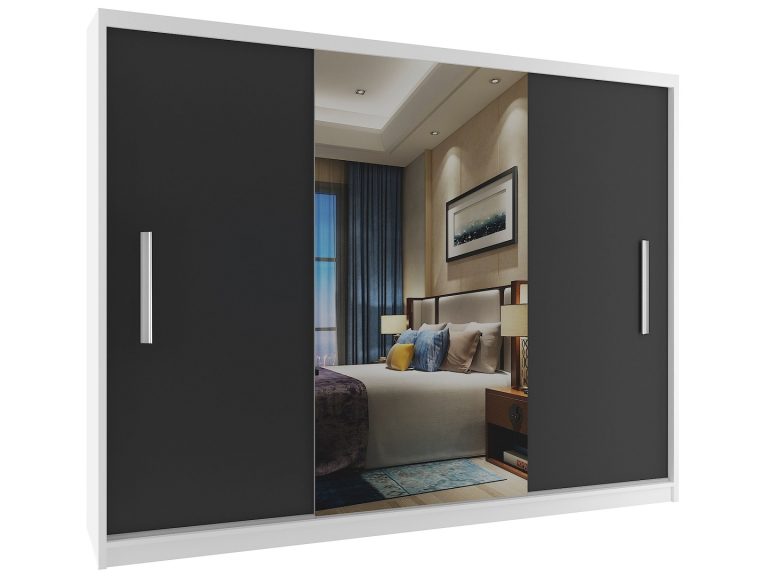 Armadio scorrevole 232 cm con specchio nero ebano scuro Produttore ME SZP4/2/1W/2B1L/0/AL