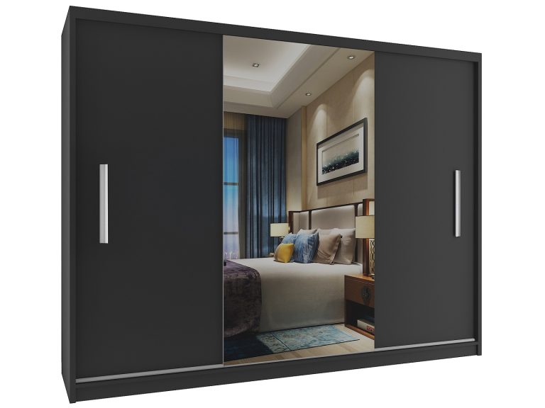 Armadio scorrevole 232 cm con specchio nero ebano scuro Produttore ME SZP4/2/1B/2B1L/0/AL