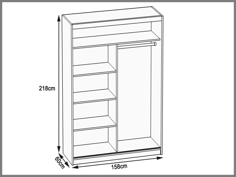 Armadio scorrevole 158 cm con specchio bianco opaco Produttore ME SZP3/2/B/W/0/AL
