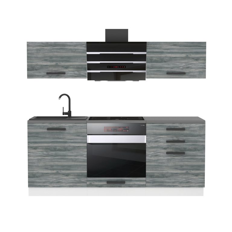 Belini Cucina Premium 180 cm Grigio Antracite Glamour Wood senza piano di lavoro SOPHIA Produttore TOR SOPHIA/0/WT/GW/0/B1